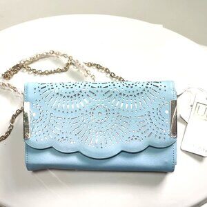 Urban Expressions Blue Floral Perforated Flap Clutch